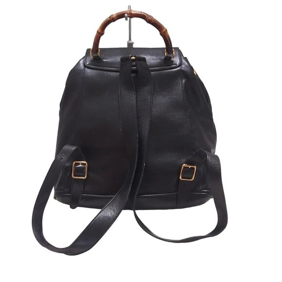 GUCCI Bamboo Black Leather - Backpack 397-070925 - Picture 2 of 9